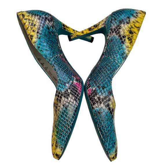 Y2K FREE LANCE Leather Multicolor Snakeskin Heels - Picture 7 of 16
